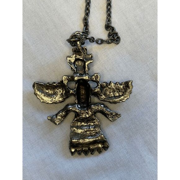 Faux Silver and Turquoise Kochina Dancer Pendent Chain Necklace 23 Inches, Long - Picture 5 of 5